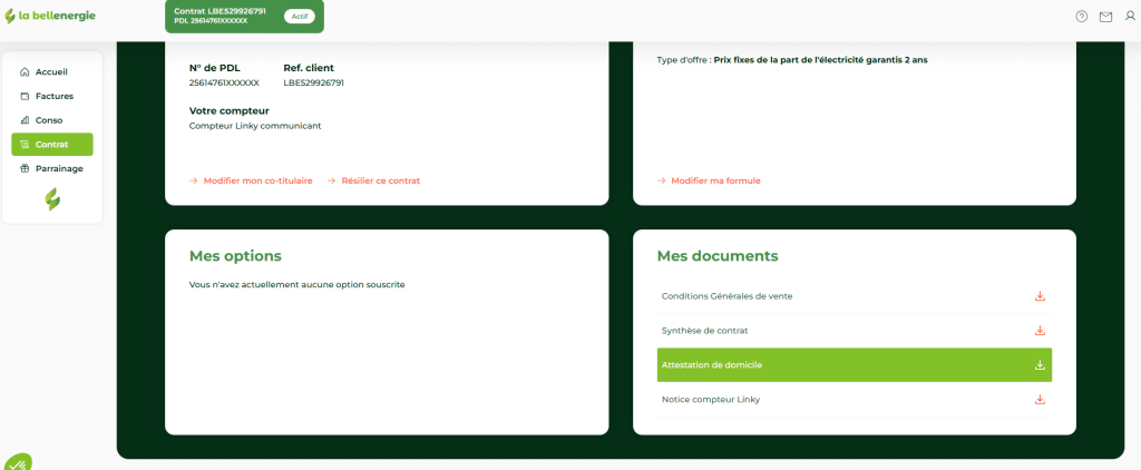 Attestation de domicile la bellenergie