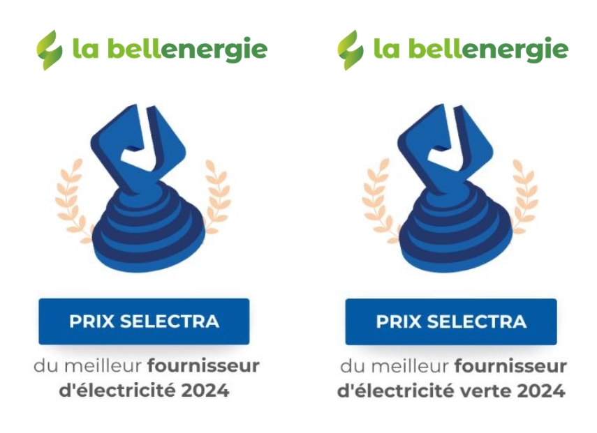 la bellenergie a été élu meilleur fournisseur d’électricité et meilleur fournisseur d’électricité verte lors du prix Selectra 2024 pour la 7e édition de ce palmarès