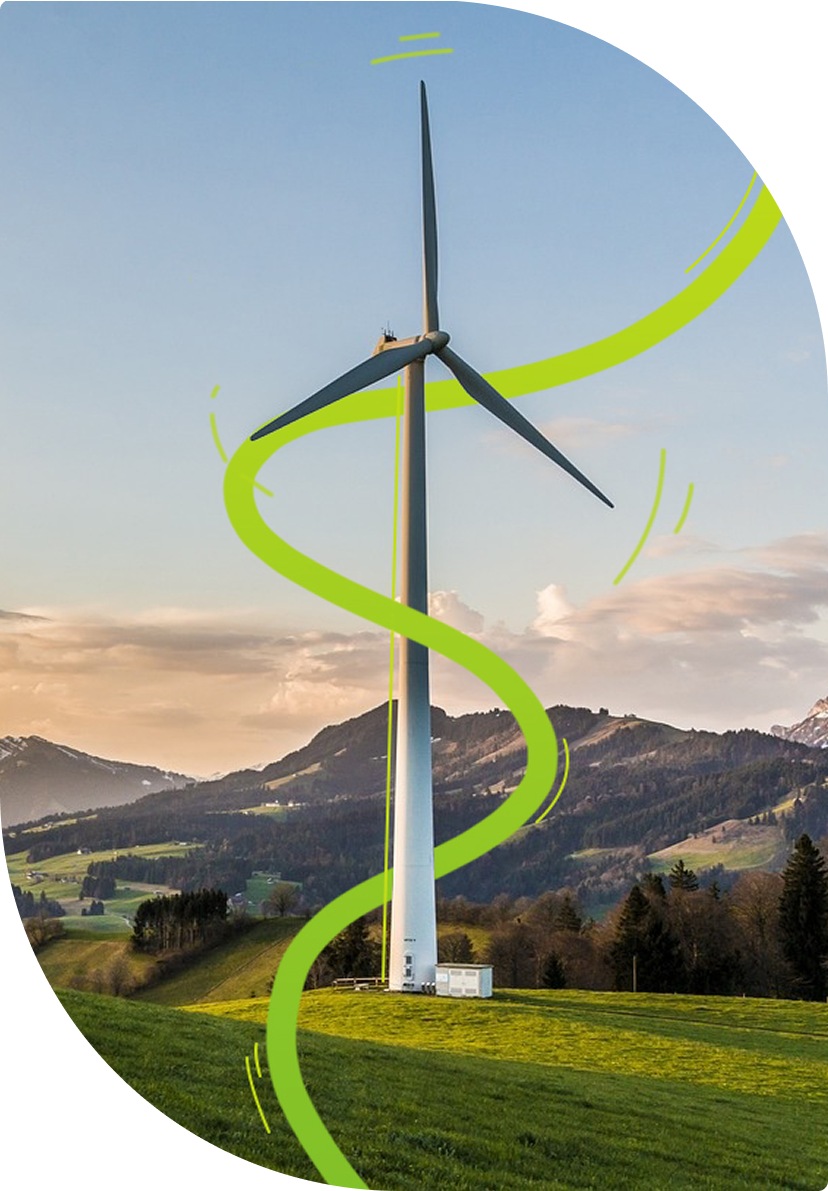 Eolienne et forme verte