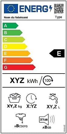 Étiquette énergétique d'un  équipement électroménager
