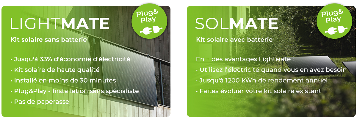 Lightmate et Solmate, kits d'autoconsommation Pulg&Play