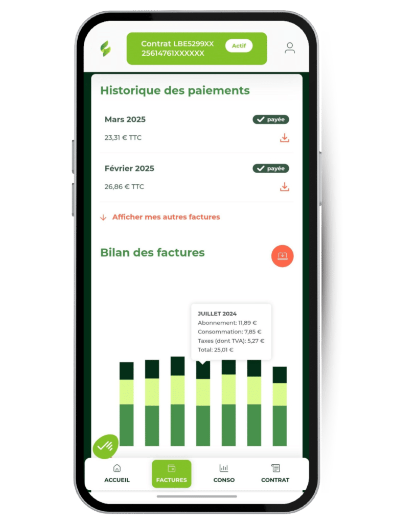 App mobile - suivez votre conso